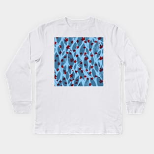 blue and red leaves Kids Long Sleeve T-Shirt